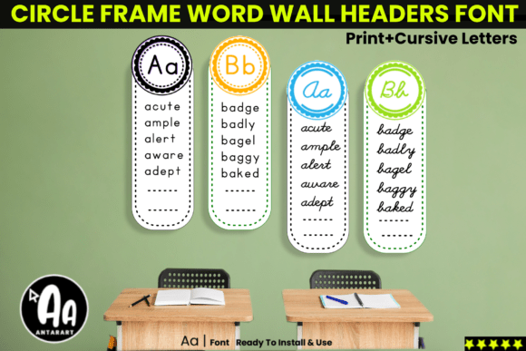 Abcd Cursive Word Wall Font