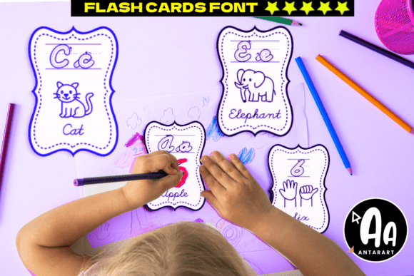 Cursive Flashcards Letters Numbers Font